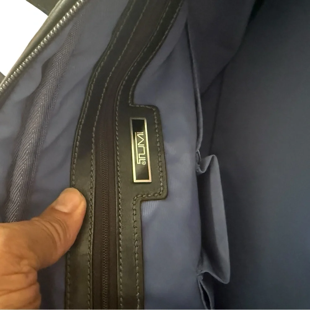 Tumi Black Briefcase with Leather Trim and Silver Hardware